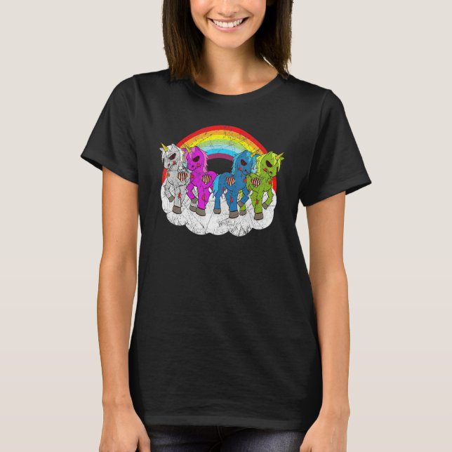 T-shirt Créatures de l'Apocalypse de licorne zombie Hallow (Devant)