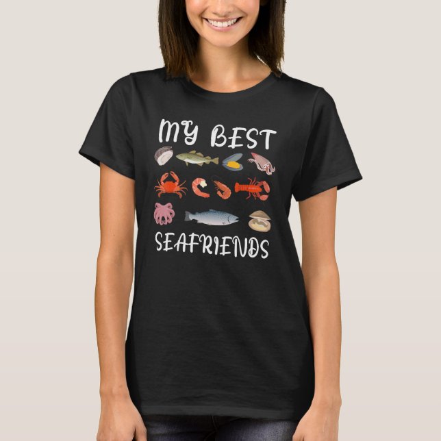 T-shirt Créatures marines amusantes de fruits de mer et de (Devant)