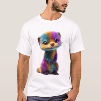 T-shirt Créatures mignonnes à fourrure arc-en-ciel vibrant