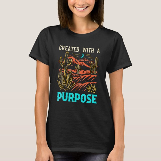 T-shirt Créé avec un but Boho Western Cactus Désert (Devant)
