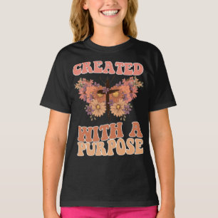 T-shirt Créé avec un but - Papillon & Cross Floral