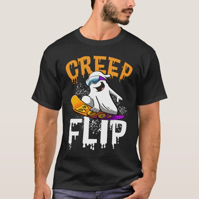 T-shirt Creep Flip Ghost  Women Ghost Scary Halloween Day  (Devant)