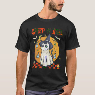 T-shirt Creep It Real Black Cat Ghost Funny Halloween Spot
