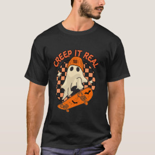 T-shirt Creep It Real Ghost Skateboard Halloween Boy Fall