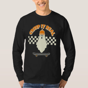 T-shirt Creep It Real Ghost Skater Boy Skateboard Hari