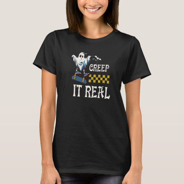 T-shirt Creep It Real Halloween Creepin Ghost Boy Girl Ska (Devant)