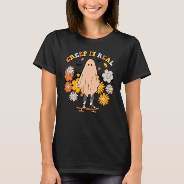 T-shirt Creep It Real Halloween Ghost Éffrayant Retro Supe (Devant)