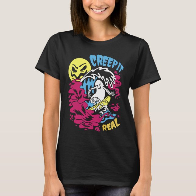 T-shirt Creep It Real Halloween Men Women Kids Surfing Gho (Devant)