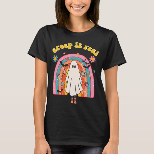 T-shirt Creep It Real Retro Rainbow Halloween (Devant)