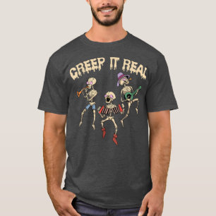 T-shirt Creep It Real Skeleton Jouer Musique Drôle Hallowe