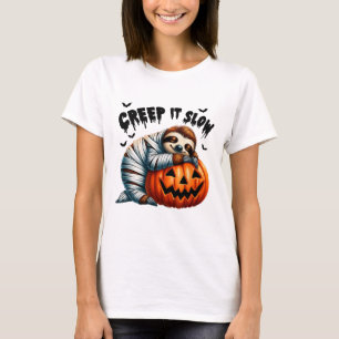 T-shirt Creep It Slow mignon Sloth maman Hall Jack-o'-lant
