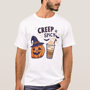 T-shirt Creep It Spicy Funny Halloween Citrouille Graphism