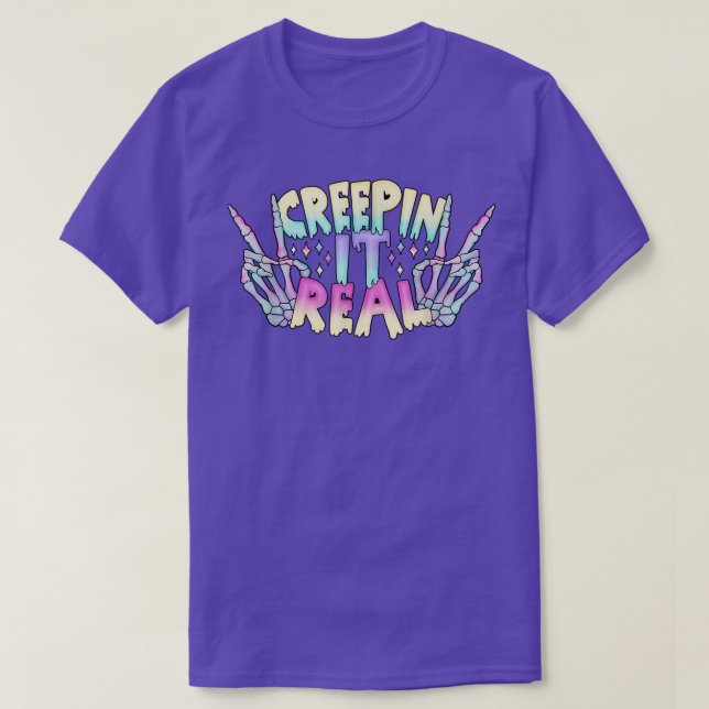 T-shirt Creepin it Real Pastel Goth esthétique Squelette H (Design devant)