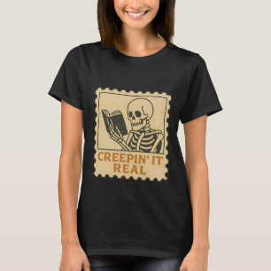 T-shirt Creepin’ It Real - Skeleton Book Lover Halloween