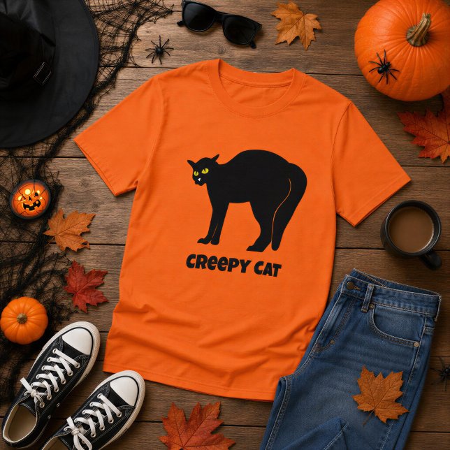 T-shirt Creepy Black Cat (Créateur téléchargé)