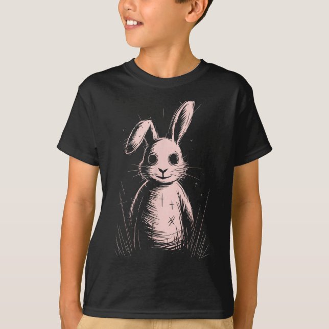 T-shirt Creepy Cute Goth Rabbit Horror Bunny Sketch Alt Ng (Devant)