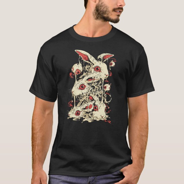 T-shirt Creepy Cute Horror Bunny Rabbit Goth Grunge Horror (Devant)