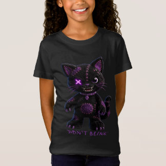 T-Shirt Creepy Cute Mysté Stitched Black Cat Gothic Kids T