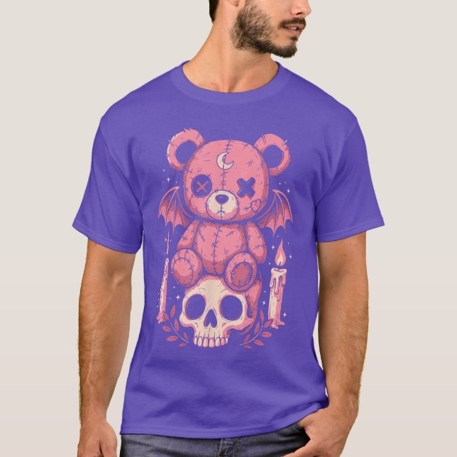 T-shirt Creepy Cuteeddy Bear Pastel Goth Skeleton Horror L (Devant)