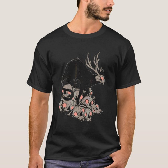 T-shirt Creepy Demon Cat Horror Art (Devant)