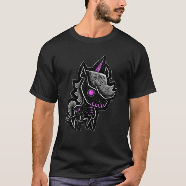 T-shirt Creepy emo goth teen gothic unicorn graphic (Devant)