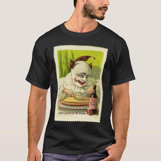 T-shirt Creepy Evil Victorian Clown Christmas Greeting (Devant)