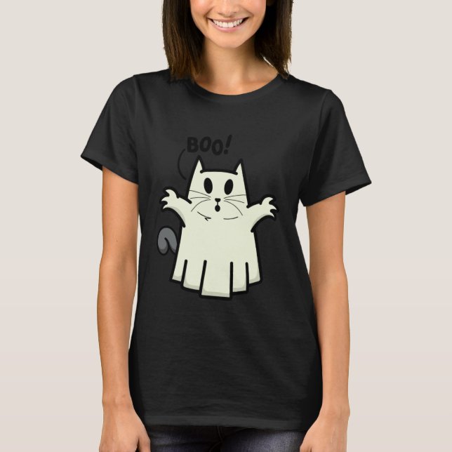 T-shirt Creepy Halloween Peeking Black Cat for Feline (Devant)