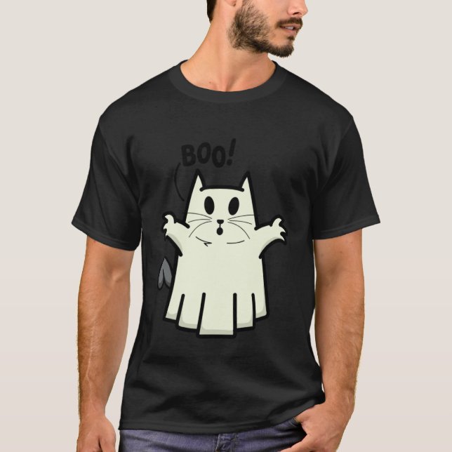 T-shirt Creepy Halloween Peeking Black Cat for Feline (Devant)