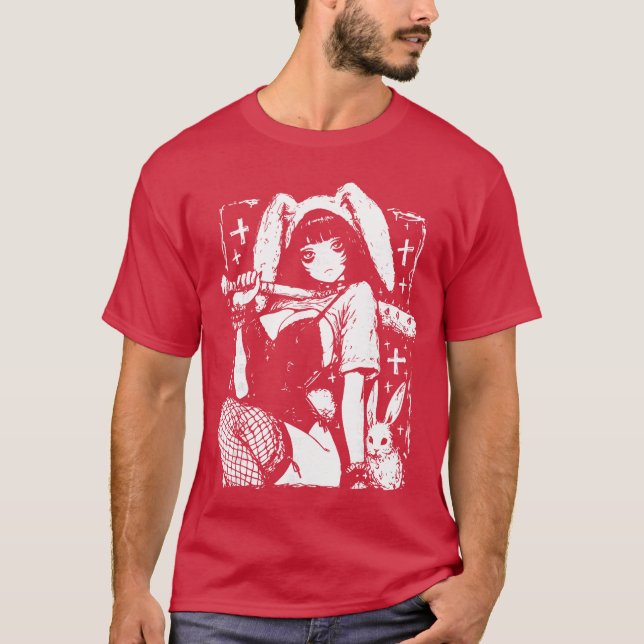 T-shirt Creepy Horror Bunny Girl Anime Manga Alt Kawaii Ha (Devant)