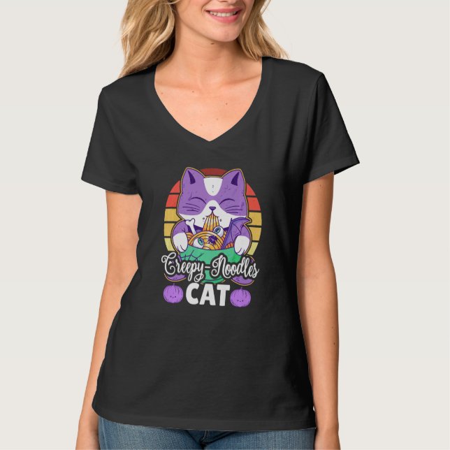 T-shirt Creepy Noodles Cat (Devant)