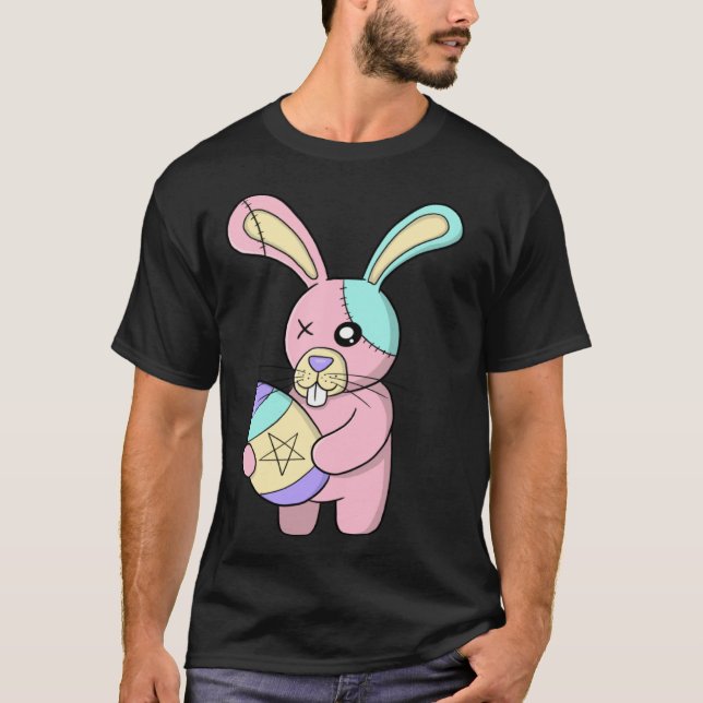 T-shirt Creepy Pastel Goth Easter Bunny Cute (Devant)
