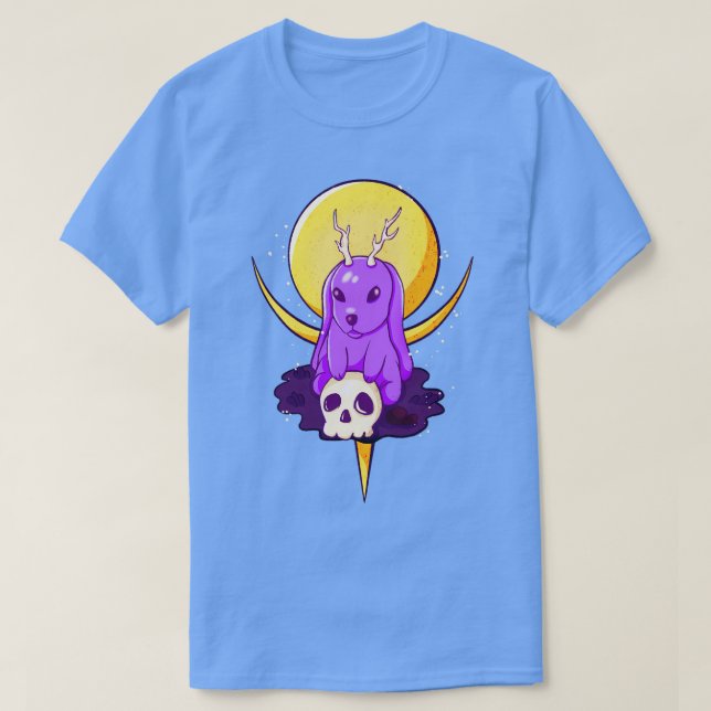 T-shirt Creepy Rabbit With Antlers Occult Goth (Design devant)