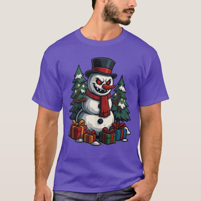 T-shirt Creepy Snowman Scary Christmas Horror Holiday Appa (Devant)