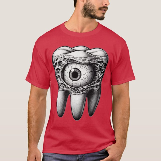 T-shirt Creepyooth Eyeball Surreal Horror Weirdcore Punk G (Devant)