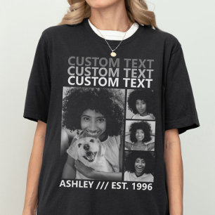 T-shirt Créer Votre Propre Collage Photo 4 Vintage Personn