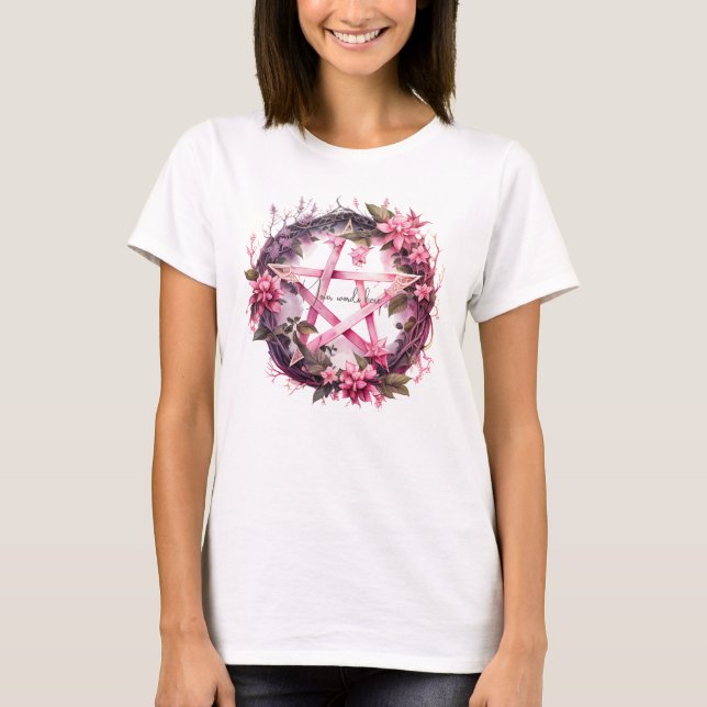 T-shirt Créez vos propres fleurs de pentacle roses (Devant)