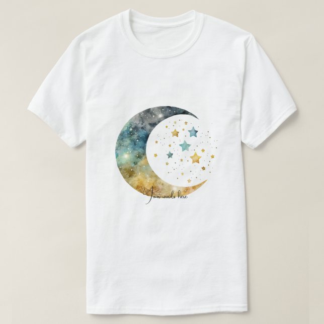 T-shirt Créez votre propre aquarelle Crescent Moon & Stars (Design devant)