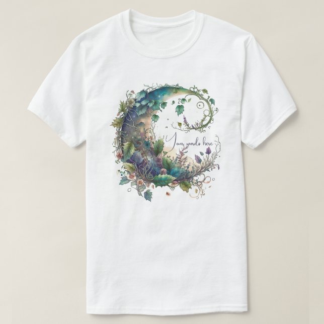 T-shirt Créez Votre Propre Boho Fleur Sauvage Lierre Lune (Design devant)