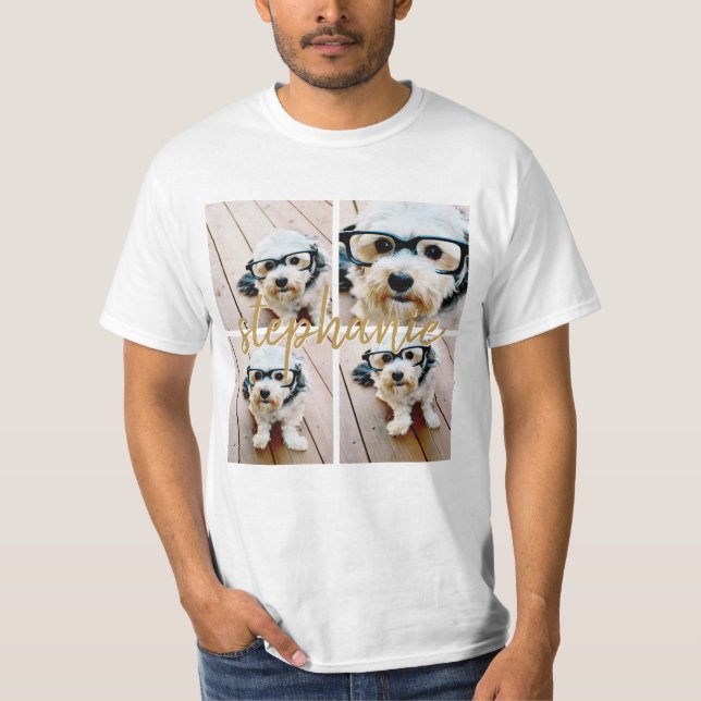 T-shirt Créez votre propre collection de photos 4 - Nom du (Devant)