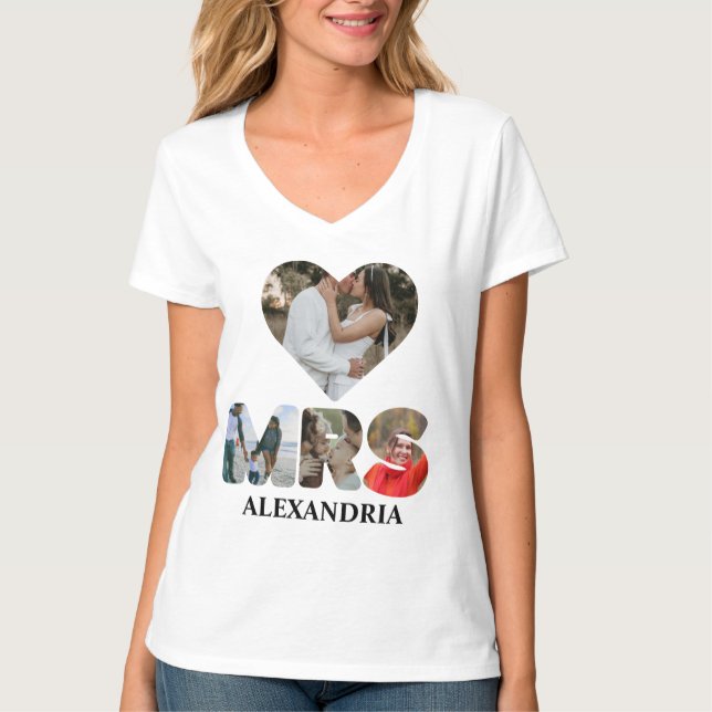 T-shirt Créez votre propre couple Mr et Mrs photo Matching (Devant)