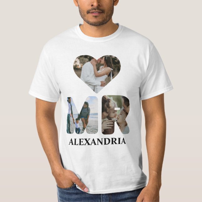 T-shirt Créez votre propre couple Mr et Mrs photo Matching (Devant)