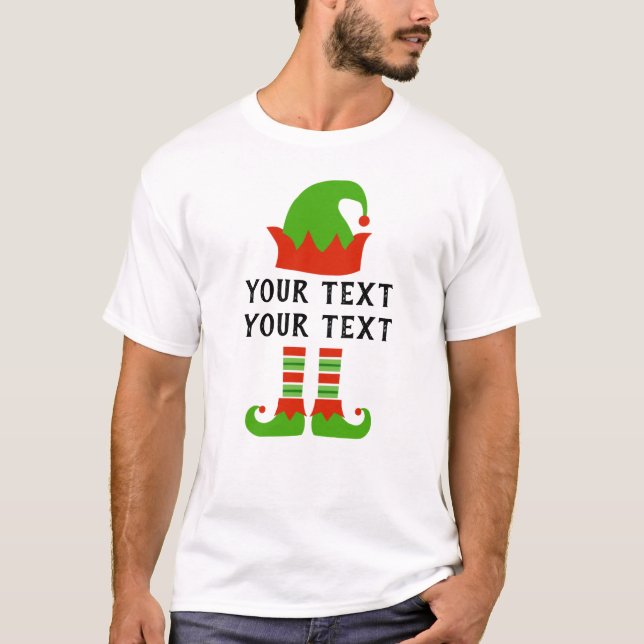 T-shirt Créez votre propre elfe de Noël amusant (Devant)
