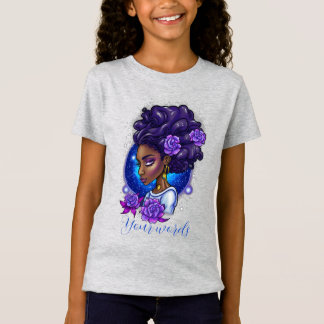 T-Shirt Créez votre propre femme noire et vos Roses violet