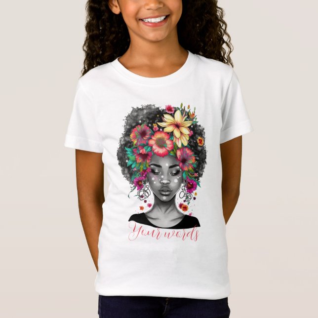 T-Shirt Créez votre propre fille noire tropicale (Devant)