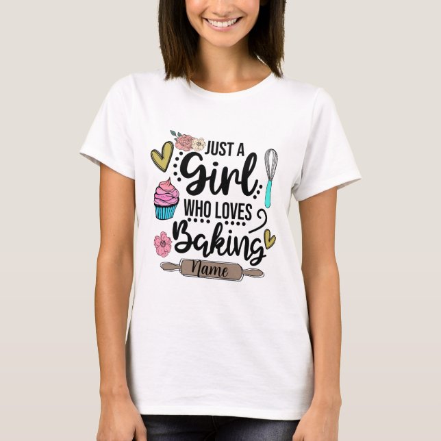 T-shirt Créez votre propre fille qui aime cuisiner (Devant)