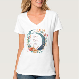 T-shirt Créez votre propre lune florale rose et or