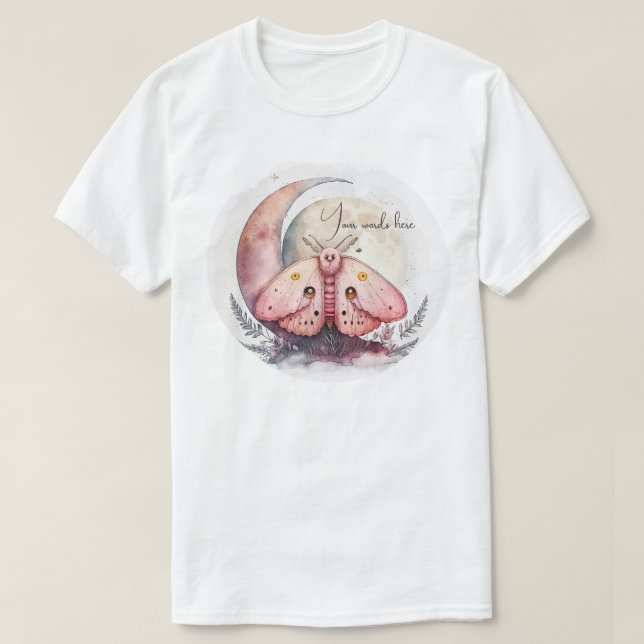 T-shirt Créez Votre Propre Moth Lune Rose (Design devant)
