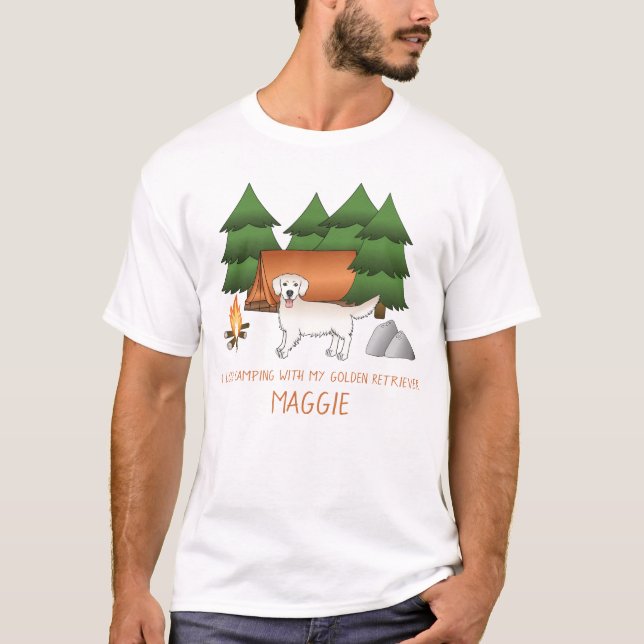 T-shirt Crème Anglaise Golden Retriever Camping Dans Une F (Devant)