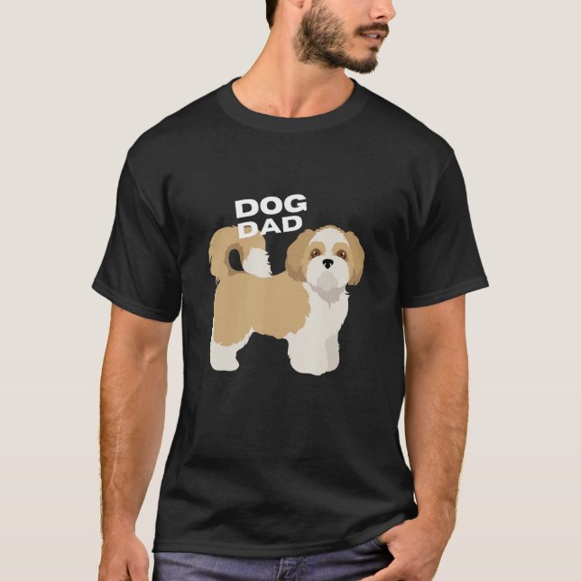 T-shirt Crème & Blanc Chih Tzu Chien Chien Papa Homme (Devant)