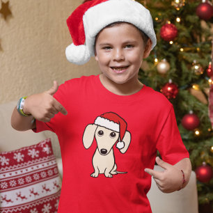 T-shirt Crème Dachshund mignonne Père Noël Chien Noël